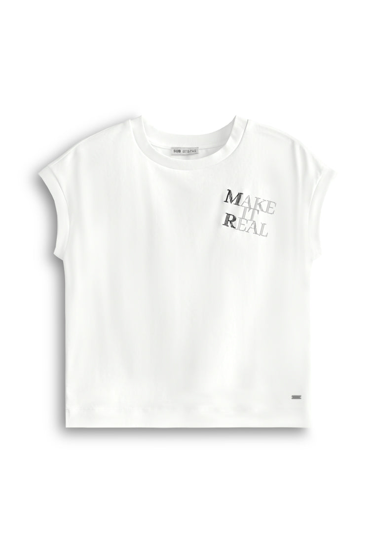 Women Sleeveless Fashion Tee - White - 610450