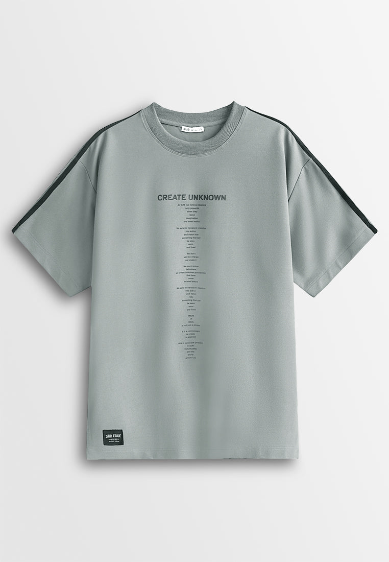 Men Oversized T-Shirt Short Sleeve - Grey - 610397