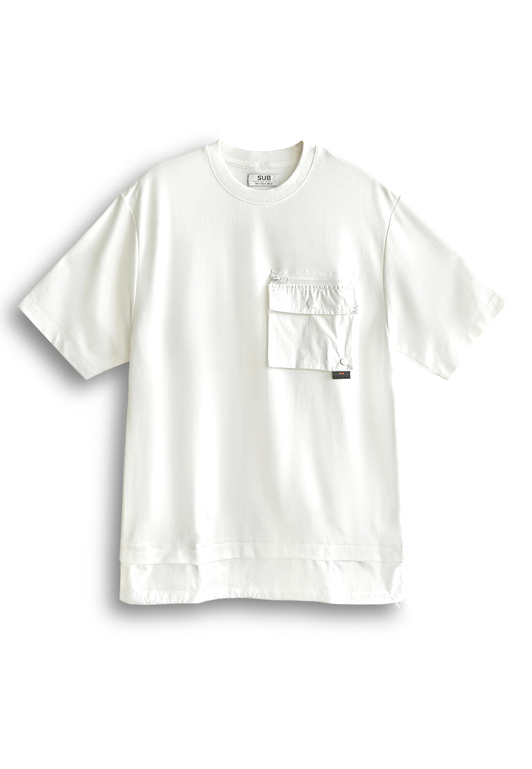Men Oversized T-Shirt Short Sleeve - White - 510229