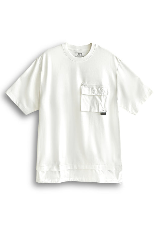 Men Oversized T-Shirt Short Sleeve - White - 510229
