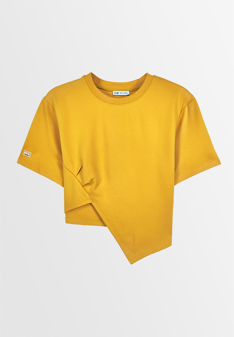 Women Short-Sleeve Fashion Tee - Yellow - 410043