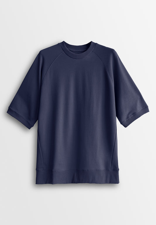 Men Oversized T-Shirt Short Sleeve - Navy - 510316