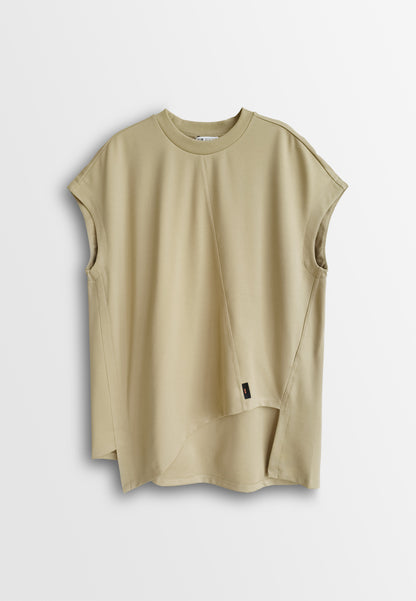 Women Sleeveless Oversized Fashion Tee - Khaki - 510149