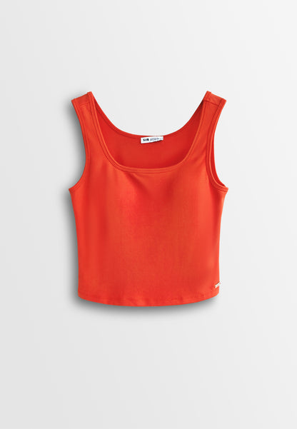 Women Sleeveless Integrated Bra Top - Orange - 610376