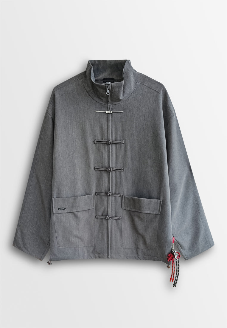 Men Oversized Tang Suit Jacket - Dark Grey - 510310