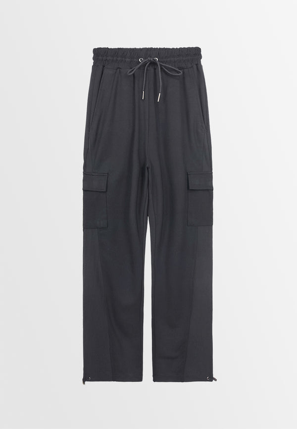 Women Long Cargo Pants - Black - 410017