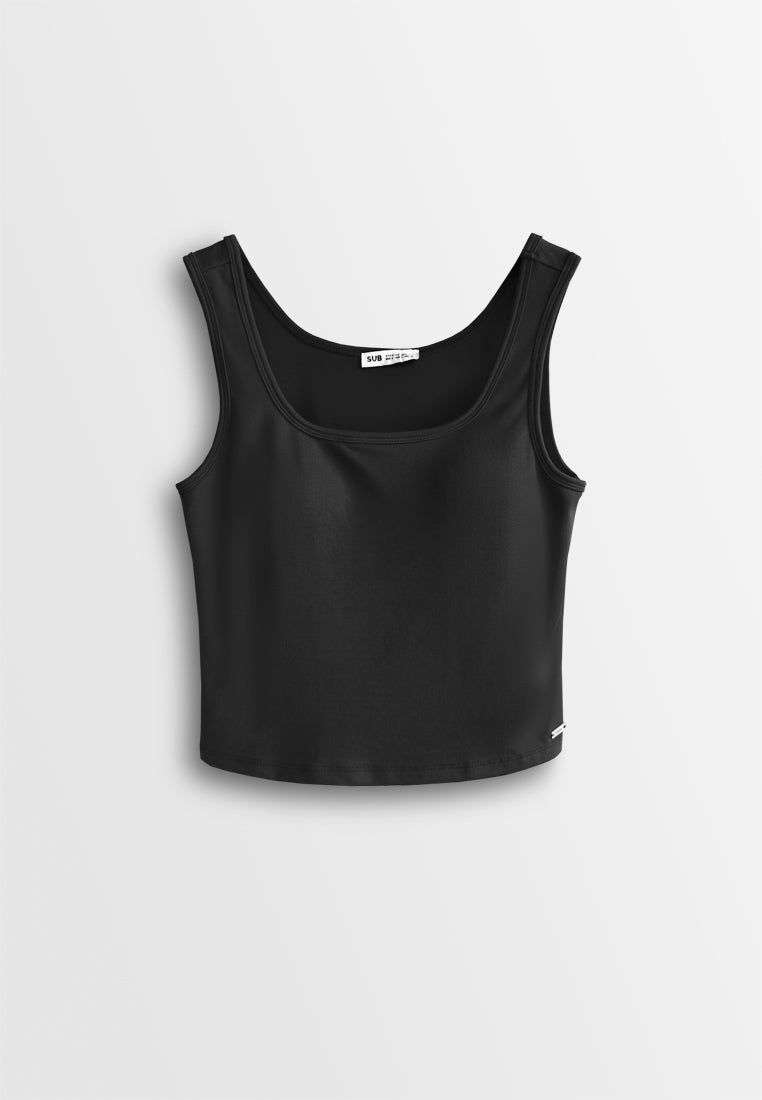 Women Sleeveless Integrated Bra Top - Black - 610375