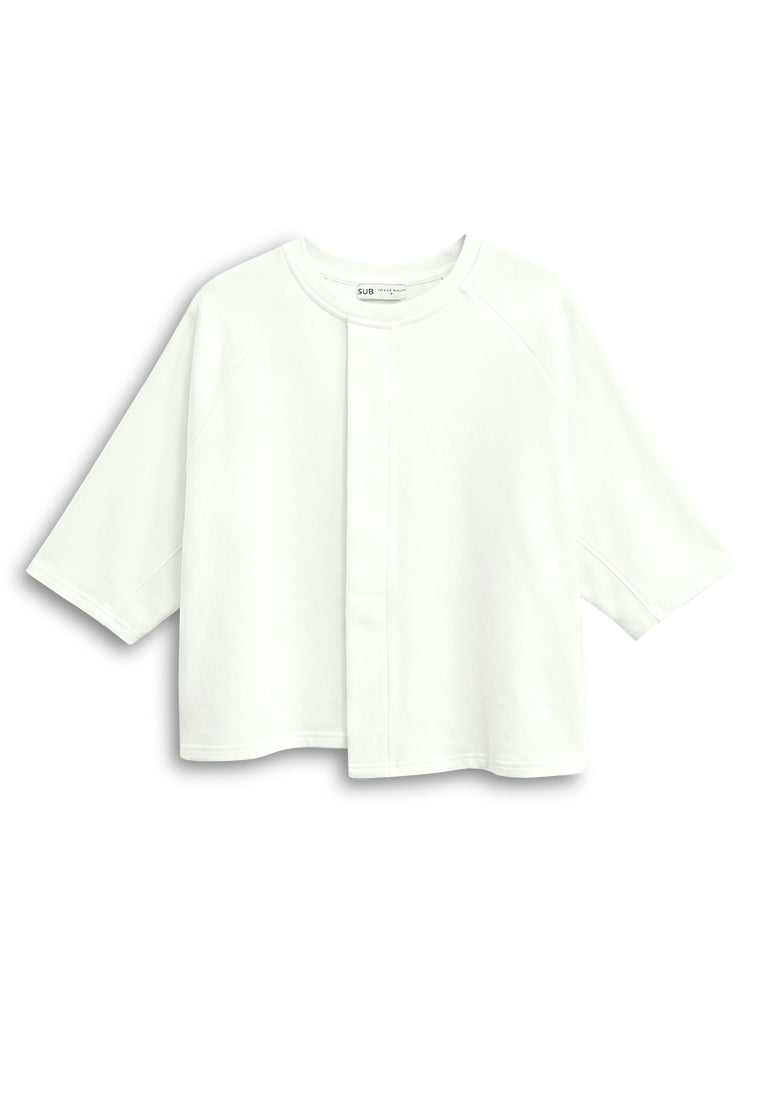 Women Asymmetrical Fashion Tee - White - 610330