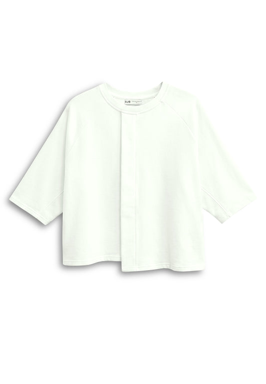 Women Asymmetrical Fashion Tee - White - 610330