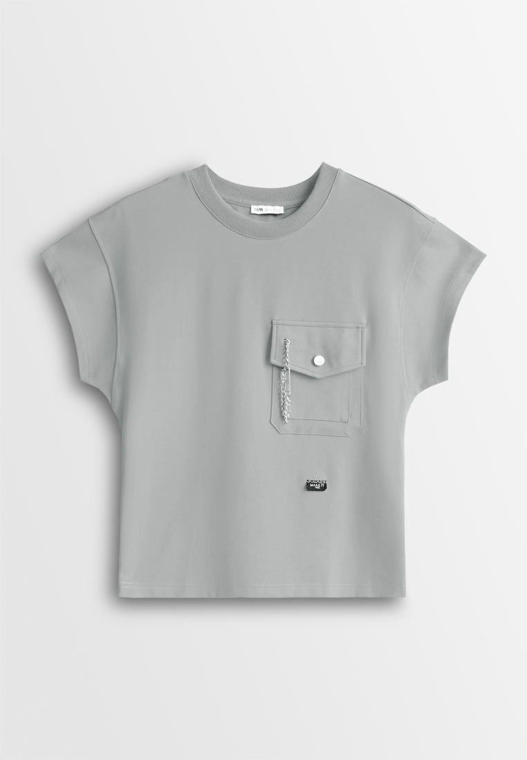 Women Sleeveless Fashion Tee - Grey - 610385