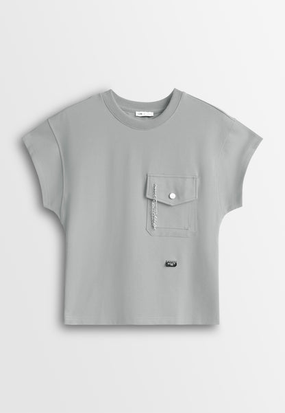 Women Sleeveless Fashion Tee - Grey - 610385