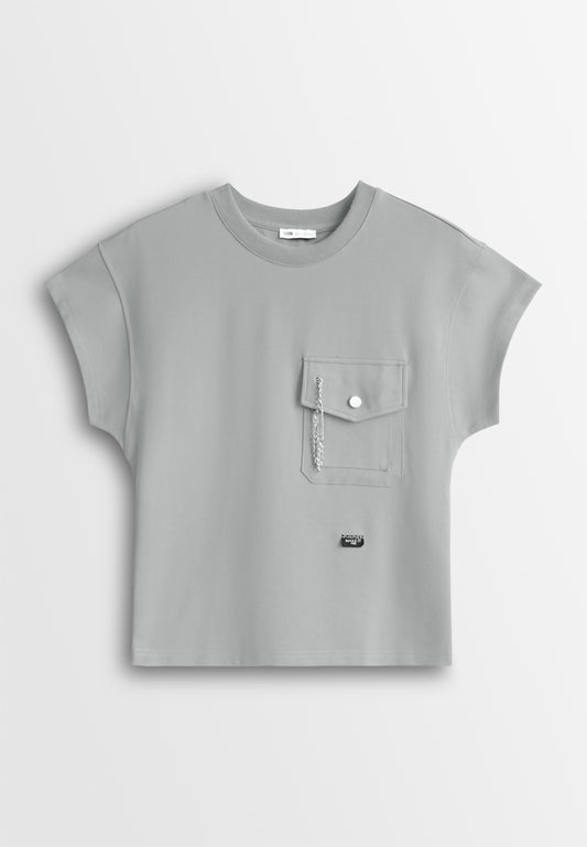 Women Sleeveless Fashion Tee - Grey - 610385