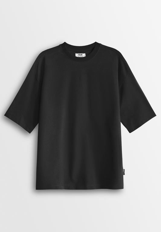 Men Oversized T-Shirt Short Sleeve - Black - 610002