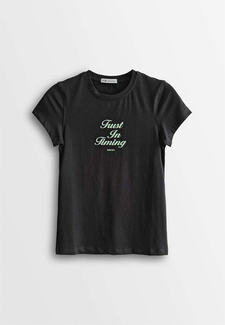Women Short-Sleeve Graphic Tee - Black - 510167
