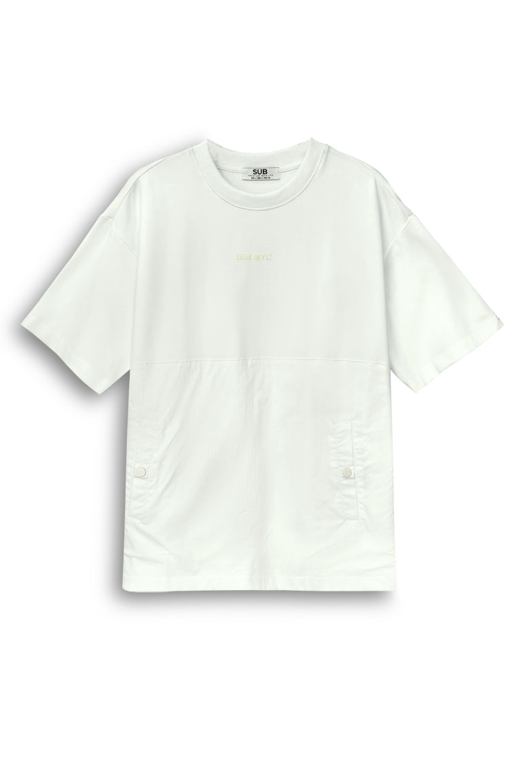 Men Oversized T-Shirt Short Sleeve - White - 410241