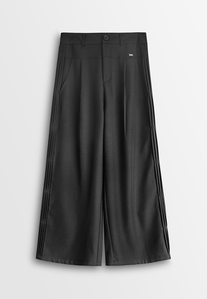 Women Wide Leg Long Pants - Black - 610414