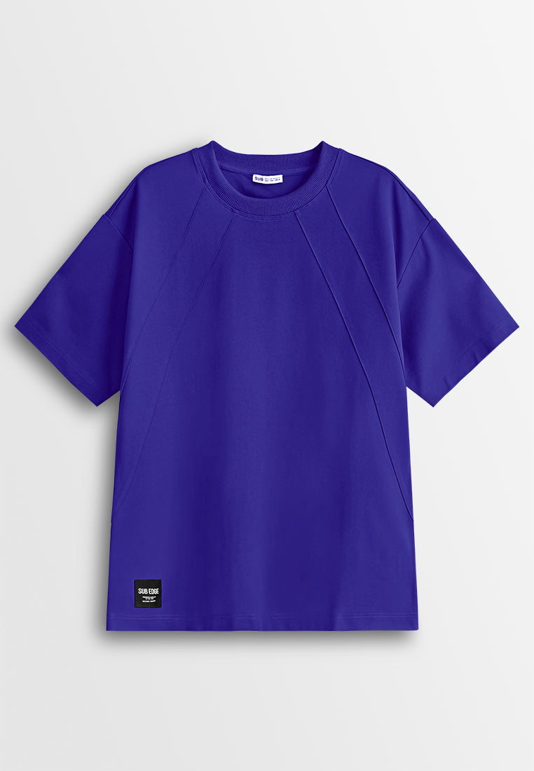 Men Oversized T-Shirt Short Sleeve - Blue - 610357