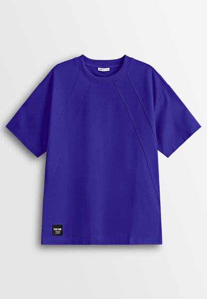 Men Oversized T-Shirt Short Sleeve - Blue - 610357