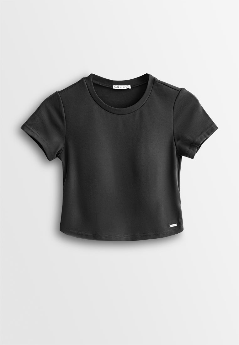 Women Round Neck Integrated Bra Top - Black - 610372