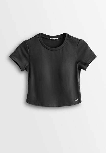 Women Round Neck Integrated Bra Top - Black - 610372