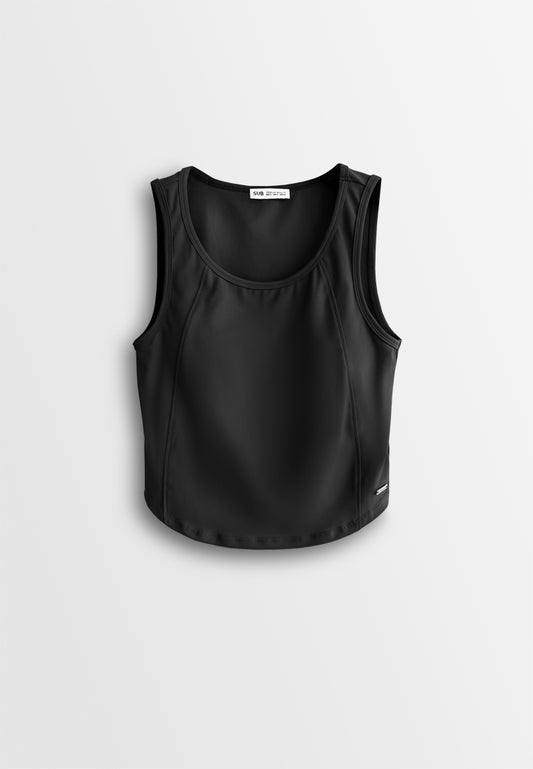 Women Sleeveless Integrated Bra Top - Black - 610370