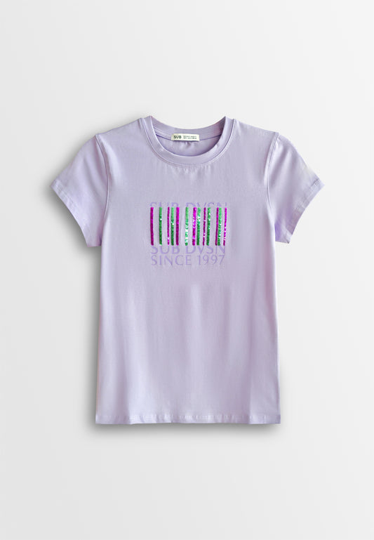 Women Short-Sleeve Graphic Tee - Purple - 610224