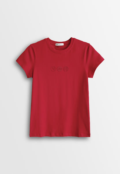 Women Short-Sleeve Graphic Tee - Red - 610219