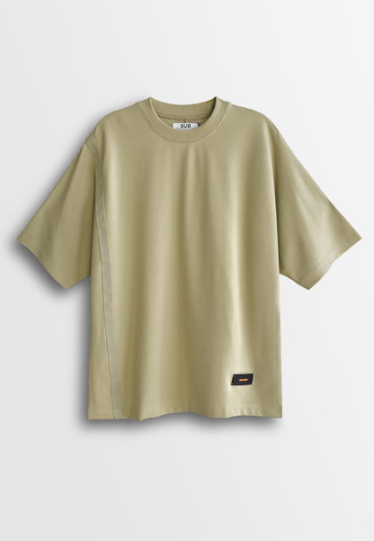 Men Oversized T-Shirt Short Sleeve - Khaki - 510227