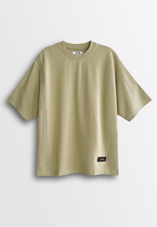 Men Oversized T-Shirt Short Sleeve - Khaki - 510227