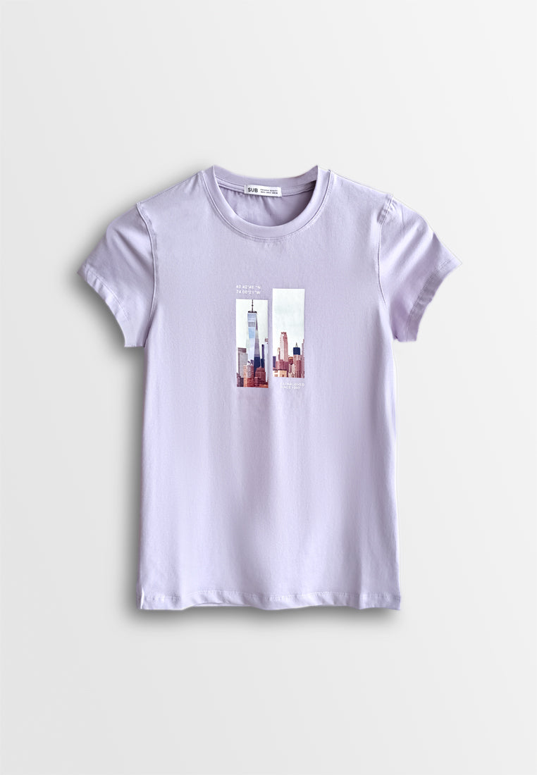 Women Short-Sleeve Graphic Tee - Purple - 510171