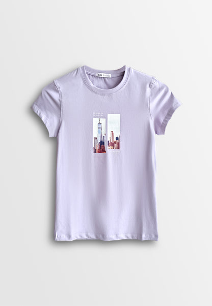 Women Short-Sleeve Graphic Tee - Purple - 510171