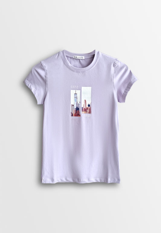 Women Short-Sleeve Graphic Tee - Purple - 510171