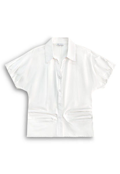 Women Short Sleeve Blouse - White - 610446