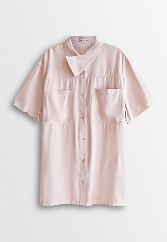 Women Midi Shirt Dress - Light Pink - 510036