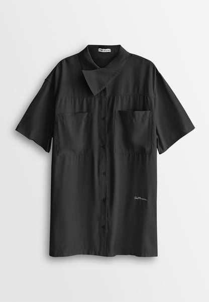 Women Midi Shirt Dress - Black - 510037