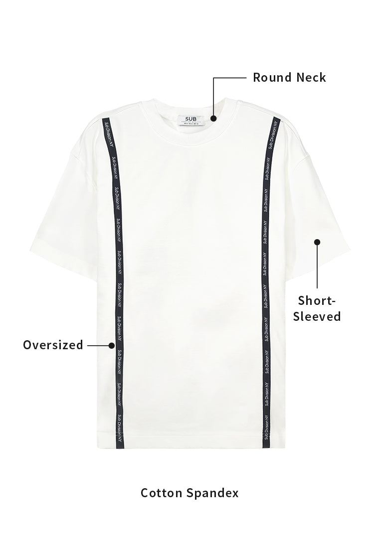 Men Oversized T-Shirt Short Sleeve - White - 310013
