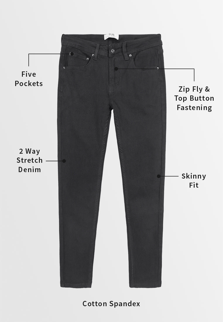 Men Skinny Fit Long Jeans - Black - 410059