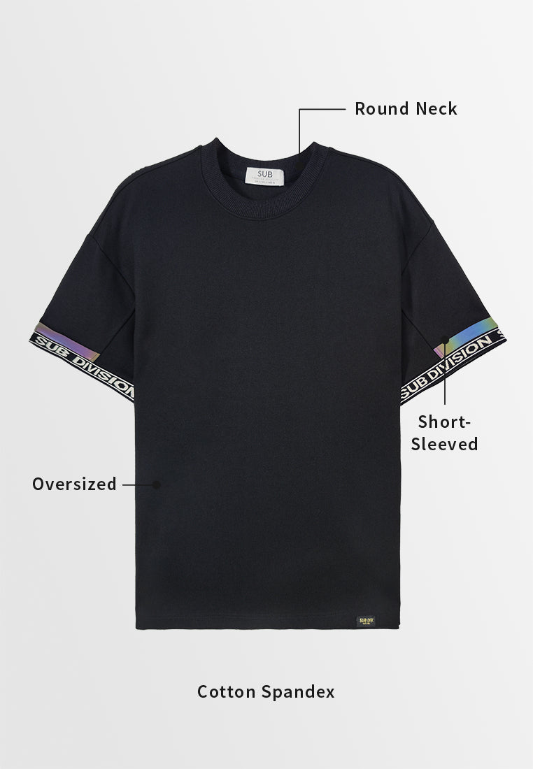 Men Oversized T-Shirt Short Sleeve - Black - 310010