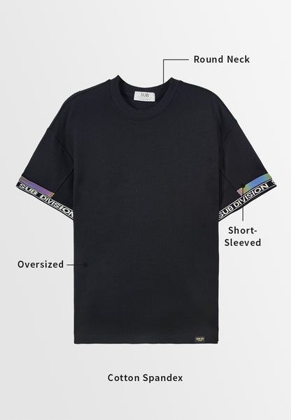 Men Oversized T-Shirt Short Sleeve - Black - 310010