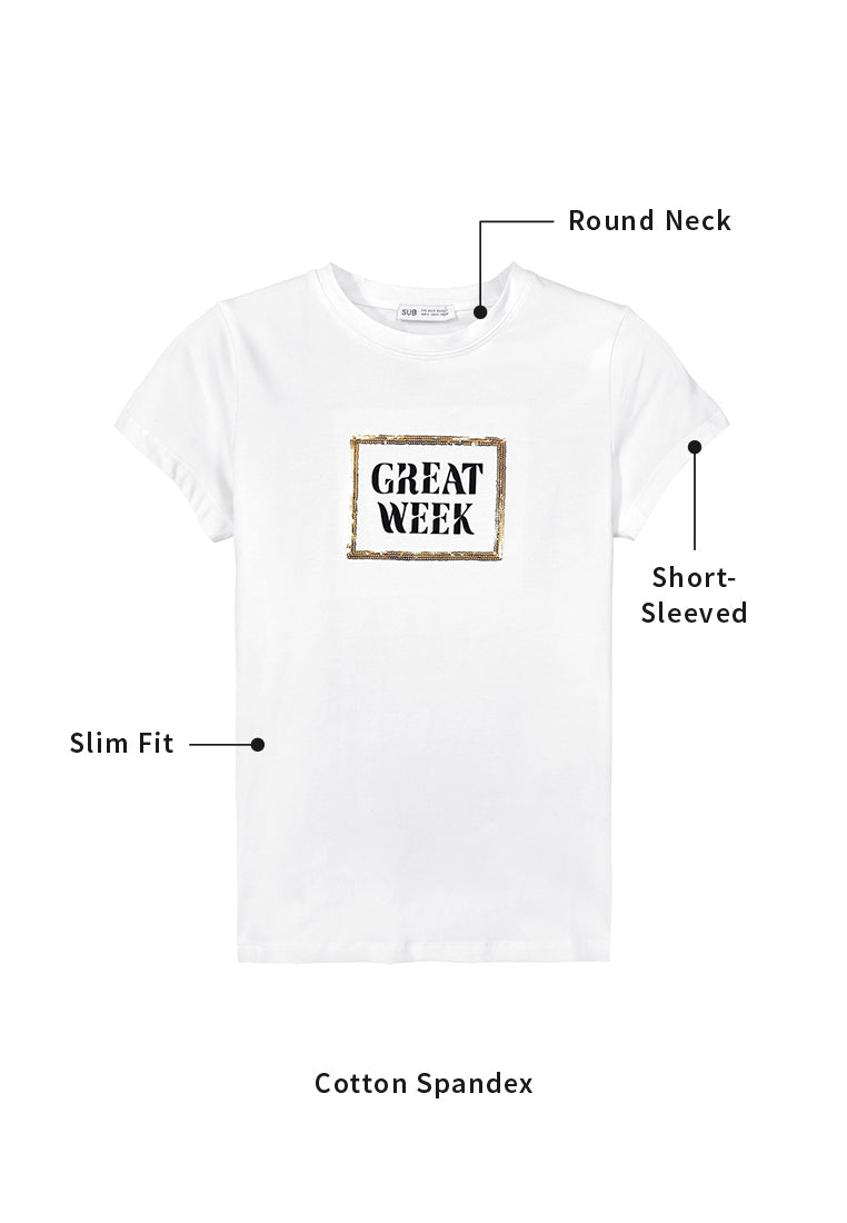 Women Short-Sleeve Graphic Tee - White - 410028