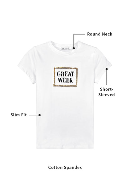 Women Short-Sleeve Graphic Tee - White - 410028