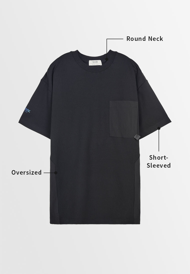 Men Oversized Short-Sleeve Fashion Tee - Black - 310173