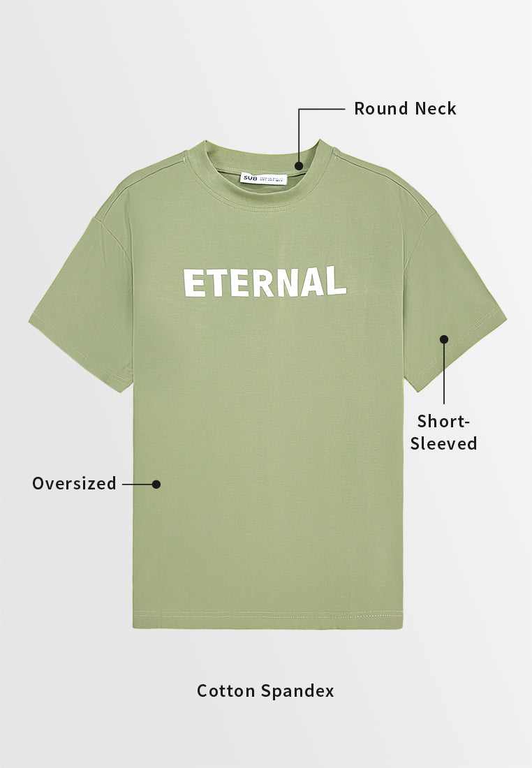 Men Oversized T-Shirt Short Sleeve - Green - 310099