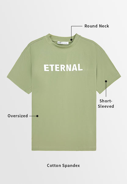 Men Oversized T-Shirt Short Sleeve - Green - 310099