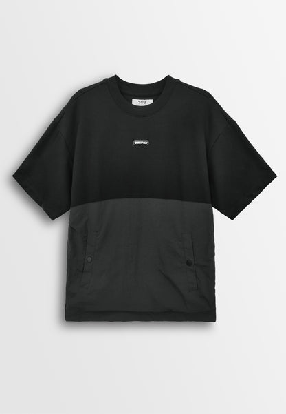 Men Oversized T-Shirt Short Sleeve - Black - 410240