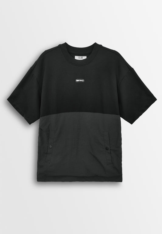 Men Oversized T-Shirt Short Sleeve - Black - 410240