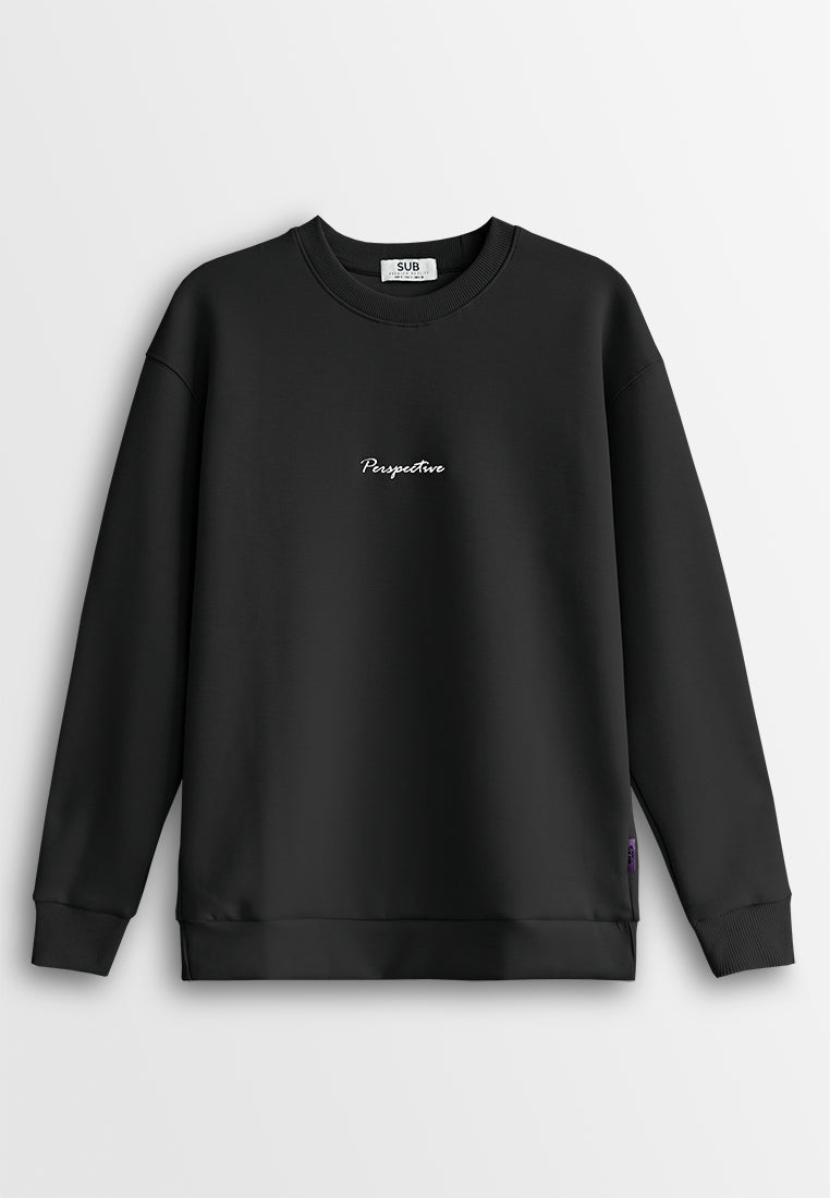 Men Oversized Long-Sleeve Sweatshirt - Black - 510140
