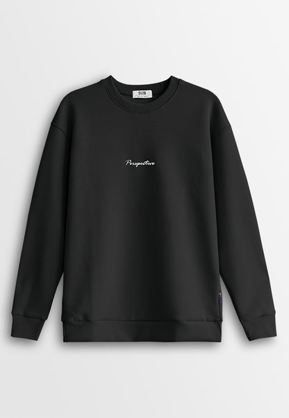 Men Oversized Long-Sleeve Sweatshirt - Black - 510140
