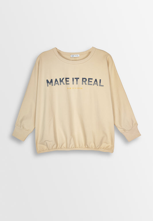 Women Long-Sleeve Fashion Tee - Khaki - 410135