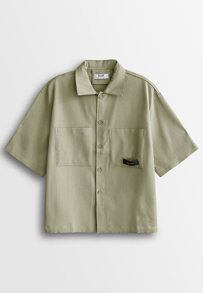Men Oversized Short-Sleeve Shirt - Khaki - 510235